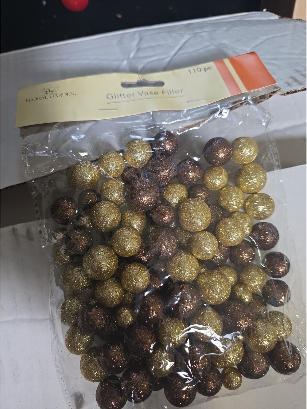 Glitter Vase Filler 110 GLITTER Styrofoam Balls Crafts Table Scatter ~ Gold And